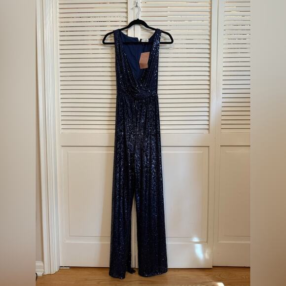 NWT NEW Sachin + Babi Blue Sequin Somers Jumpsuit - Picture 4 of 7
